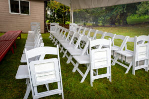 White folding collapsible chair rentals